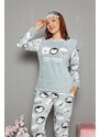Akbeniz Welsoft Polar Kadın Manşetli Pijama Takımı 8448