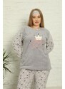 Akbeniz Welsoft Polar Kadın Büyük Beden Pijama Takımı 808008