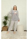 Akbeniz Welsoft Polar Kadın Büyük Beden Pijama Takımı 808008
