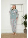 Akbeniz Welsoft Polar Kadın Manşetli Pijama Takımı 8452