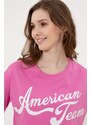 U.S. Polo Assn. Kadın Pembe Bisiklet Yaka Crop Tişört
