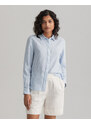 Gant Kadın Mavi Regular Fit Düğmeli Yaka Çizgili Keten Gömlek