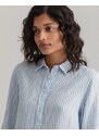 Gant Kadın Mavi Regular Fit Düğmeli Yaka Çizgili Keten Gömlek