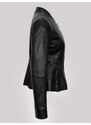 Derimont's Hakiki Deri Siyah Bel İp Detaylı Fermuarlı Kadın Deri Ceket