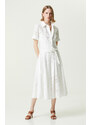 NetWork Beyaz Uzun Kollu Gömlek Yaka Güpür Elbise