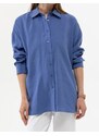 Pierre Cardin Koyu Mavi Oversize Uzun Kollu Gömlek