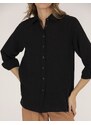 Pierre Cardin Siyah Keten Karışımlı Gömlek