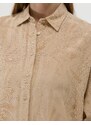 Pierre Cardin Bej Keten Karışımlı Oversize Gömlek