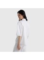 Benetton Yırtmaçlı Kısa Kollu Poplin Kadın Beyaz Gömlek