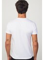 TUDORS Erkek Slim Fit Dar Kesim %100 Pamuk Yumuşak Dokulu Baskılı Beyaz Bisiklet Yaka Tişört