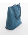 Mango Kadın Deri Shopper Çanta Mavi