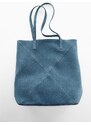 Mango Kadın Deri Shopper Çanta Mavi