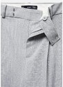 Mango Kadın Ince Çizgili Kumaş Pantolon Orta Kırçıllı Gri